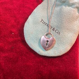 Tiffany & Co. Silver Lock Heart Pendant Necklace